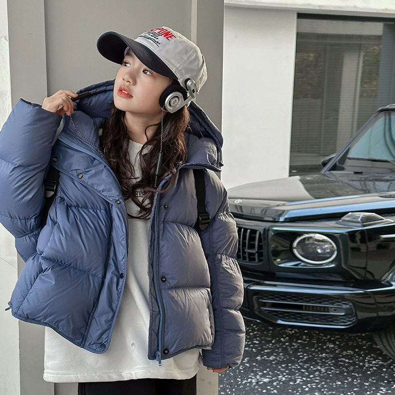 女童冬季免洗软面料连帽羽绒服2025年新款儿童冬装中大童加厚外套