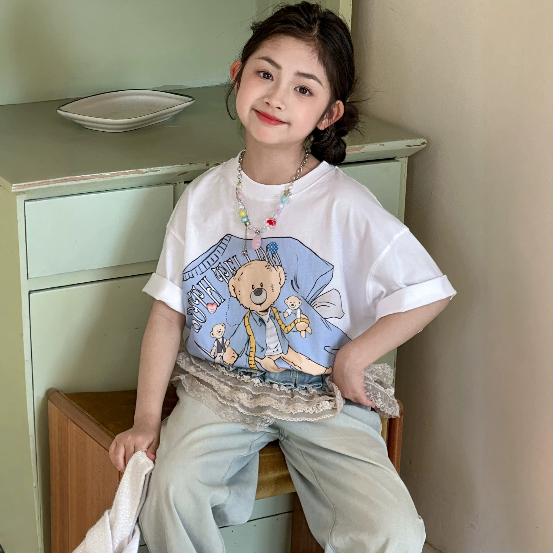 小红鱼女童短袖T恤夏装2026新款韩国童装夏季上衣女孩半袖亲子装