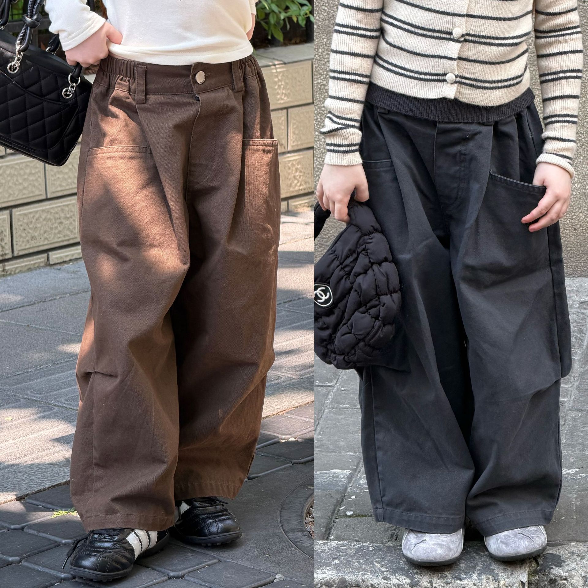 女童洗褪棉布裤2026秋季新款美式复古做旧休闲裤儿童百搭直筒裤潮