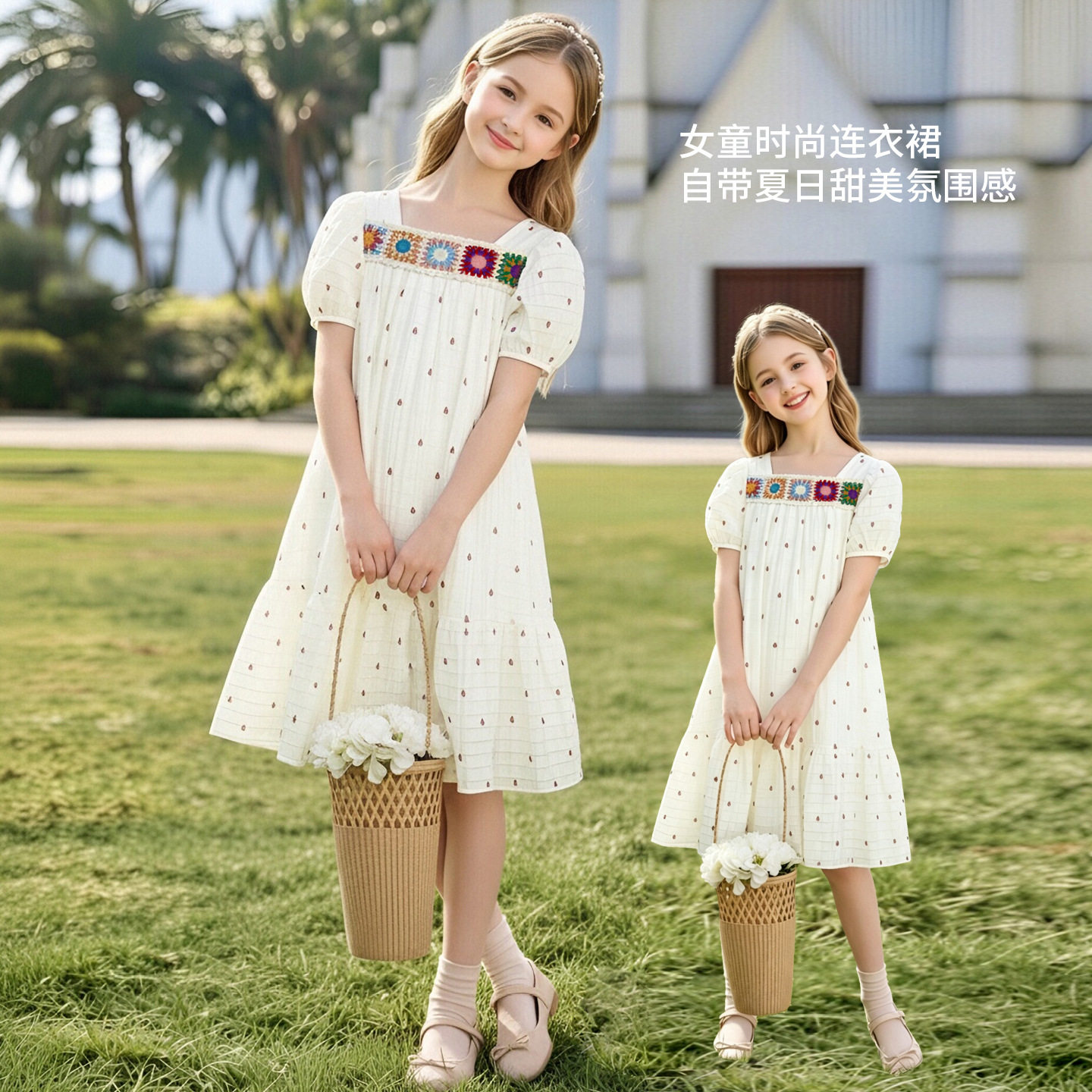 女童中国风连衣裙夏季2026新款薄款女大童漂亮裙子日常可穿公主裙