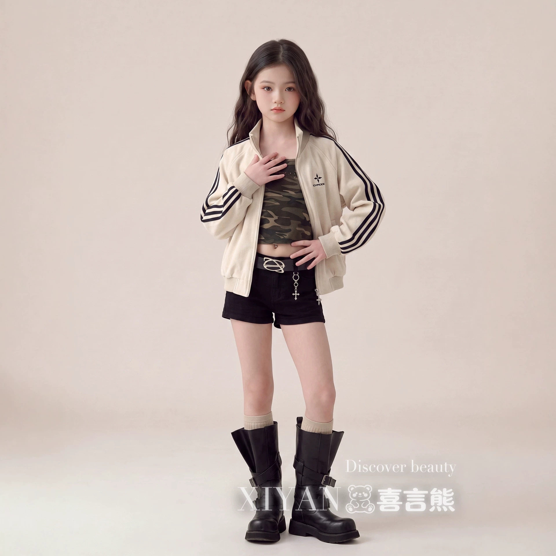 美式复古拉链立领卫衣女童春秋2026新款休闲宽松运动学生开衫外套