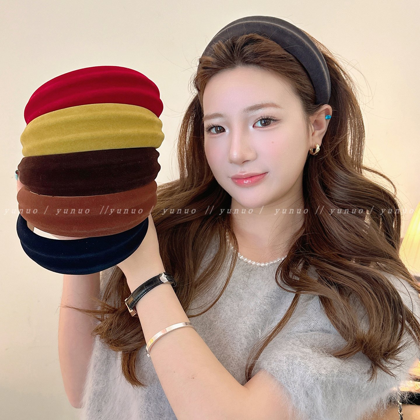 韩式甜美宽边丝绒发箍女2025新款