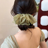淡雅韩妹 超仙气质裙边褶皱头花发夹女后脑勺高级感弹簧夹子头饰