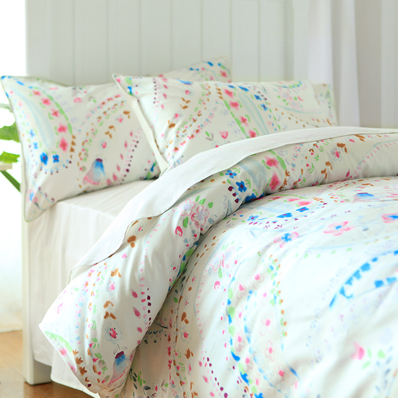 蓝铂四件套儿童四件套全棉床品儿童家纺四件套全棉床上用品小水滴