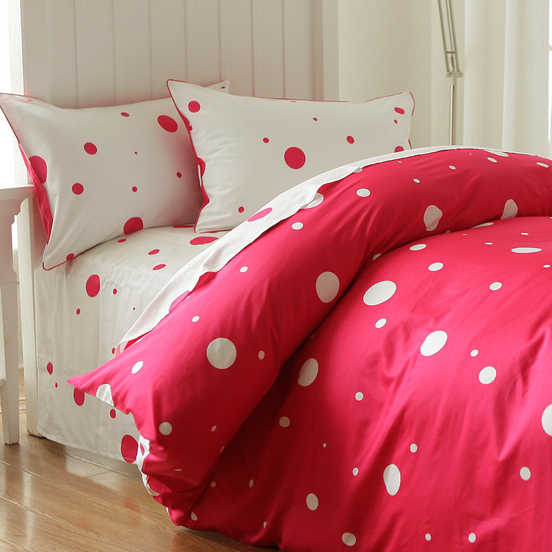 蓝铂儿童家纺 波点 蘑菇王国 儿童床品 全棉四件套 包邮