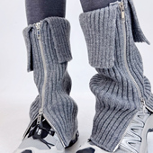 袜套女长筒个性 韩国东大门同款 秋冬季 拉链开叉小腿显瘦堆堆袜ins