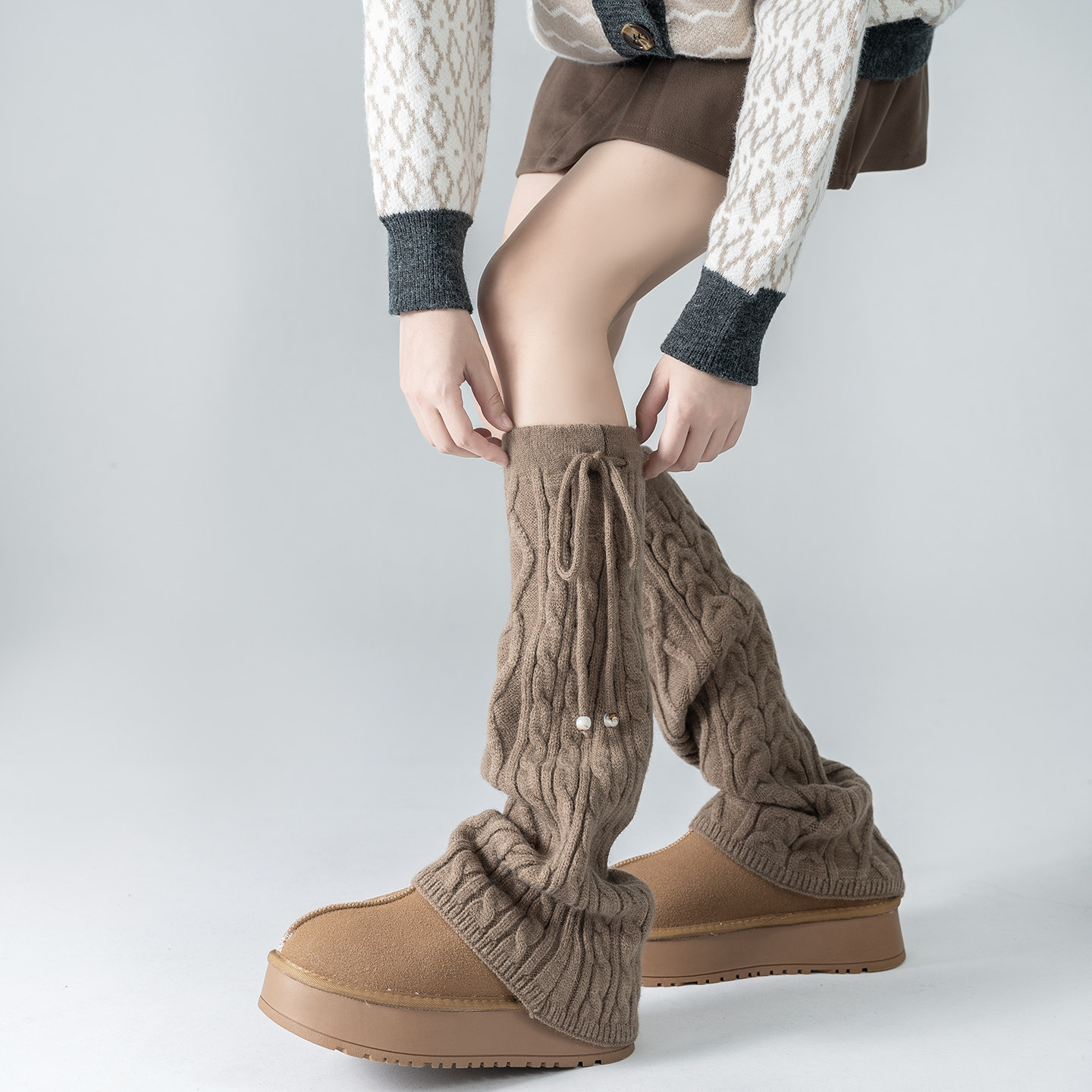 韩版女装博主同款秋冬袜套女加厚保暖羊毛复古显瘦微喇叭堆堆长袜,女士内衣/男士内衣/家居服,长筒袜,淘宝优惠券,粉丝福利购,淘宝优惠卷