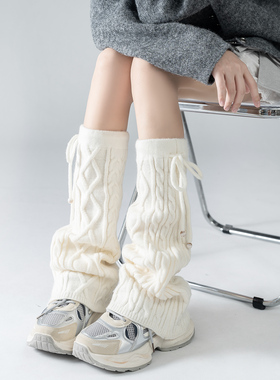 韩国东大门同款秋冬羊毛袜套女加厚保暖显瘦显腿直微喇叭堆堆长袜