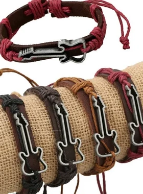 饰品真皮爆款手链配件锌合金饰品环保直销牛皮吉他