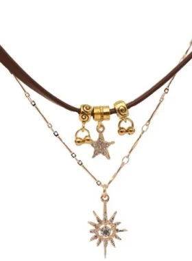 德美拉复古星星女个性choker项链锁骨链小众太阳辣妹配饰高级甜酷