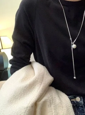 项链毛衣颈链感抽拉2025年气质名媛女珍珠长款小众冷淡风设计