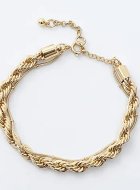 手链肯杰链条欧美复古叠戴潮流时尚金属多款式ins风夸张粗细手饰