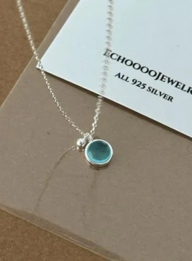 新款水晶项链锁骨链网红清冷高级小众新中式蓝色女2023不掉色轻奢