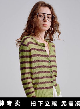 「New! 新品尝鲜」初语TOYOUTH撞色条纹软糯开衫毛衣减龄针织衫