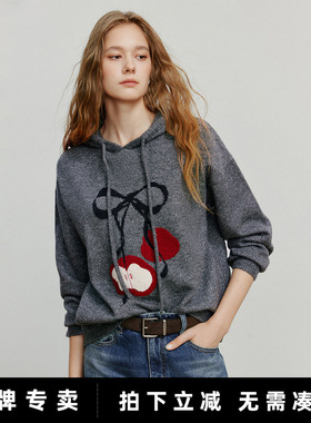 「New! 新品尝鲜」初语TOYOUTH灰色连帽蝴蝶结薄款卫衣外套帽衫