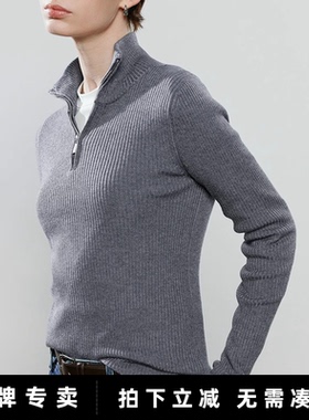 「New! 新品尝鲜」初语TOYOUTH灰色高领半拉链针织衫修身内搭毛衣