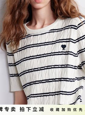 「New! 新品尝鲜」初语TOYOUTH条纹短袖针织衫女装通勤显瘦上衣