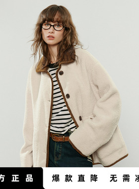 「Hot! 爆款直降」初语TOYOUTH美式复古麂皮绒拼接棉衣外套棉服