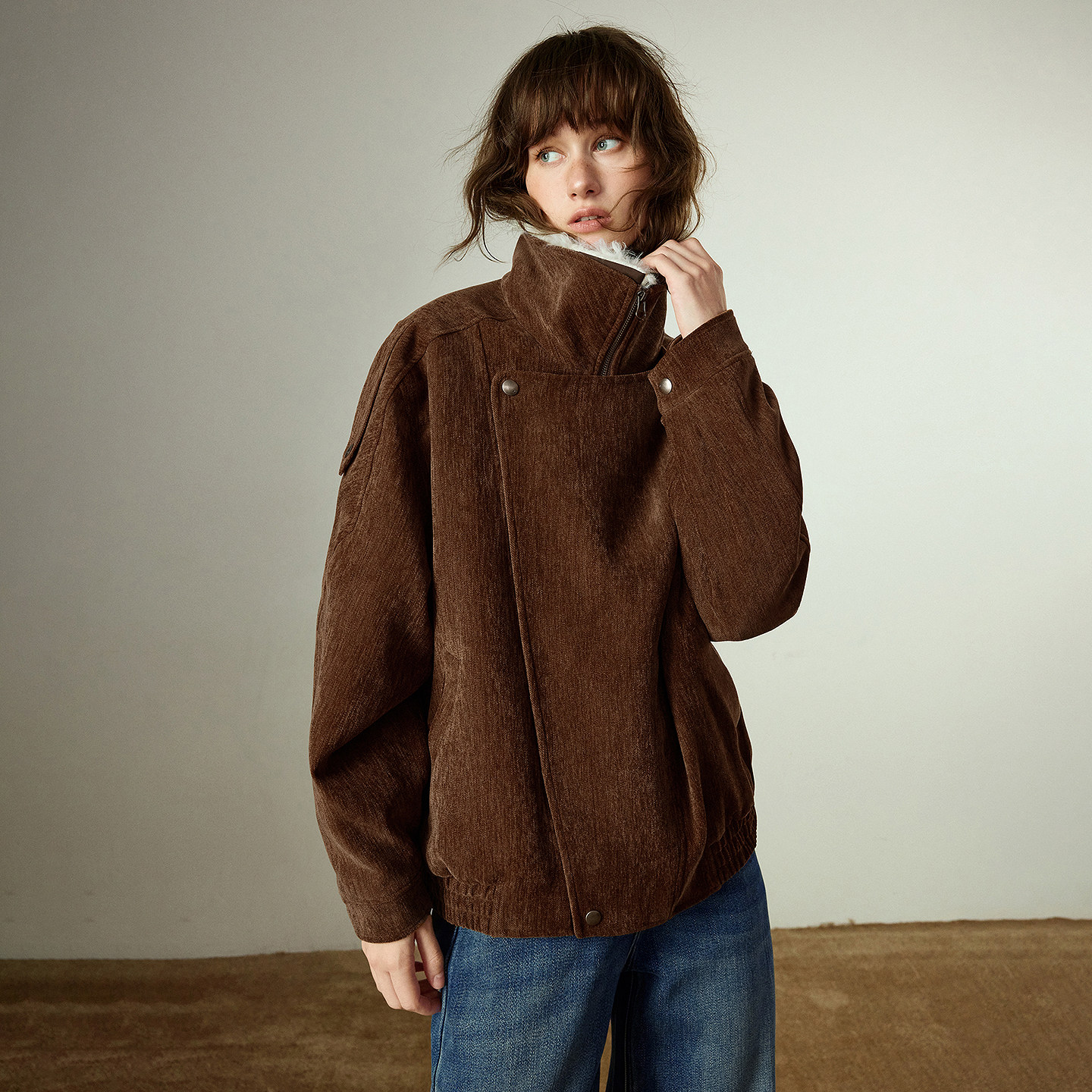 「New! 新品尝鲜」初语TOYOUTH巴恩风复古绒面毛领派克服秋冬棉衣