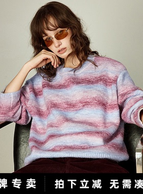 「New! 新品尝鲜」初语TOYOUTH渐变色宽松慵懒风小个子套头毛衣