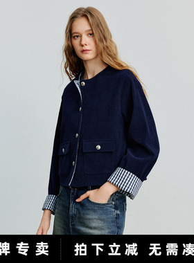 「New! 新品尝鲜」初语TOYOUTH格纹拼接灯芯绒外套小个子减龄夹克