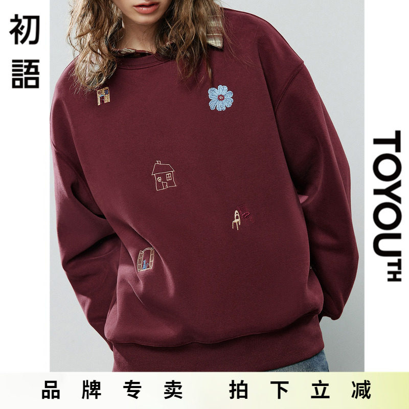 「New! 新品尝鲜」初语TOYOUTH精致小清新印花穿搭圆领长袖卫衣