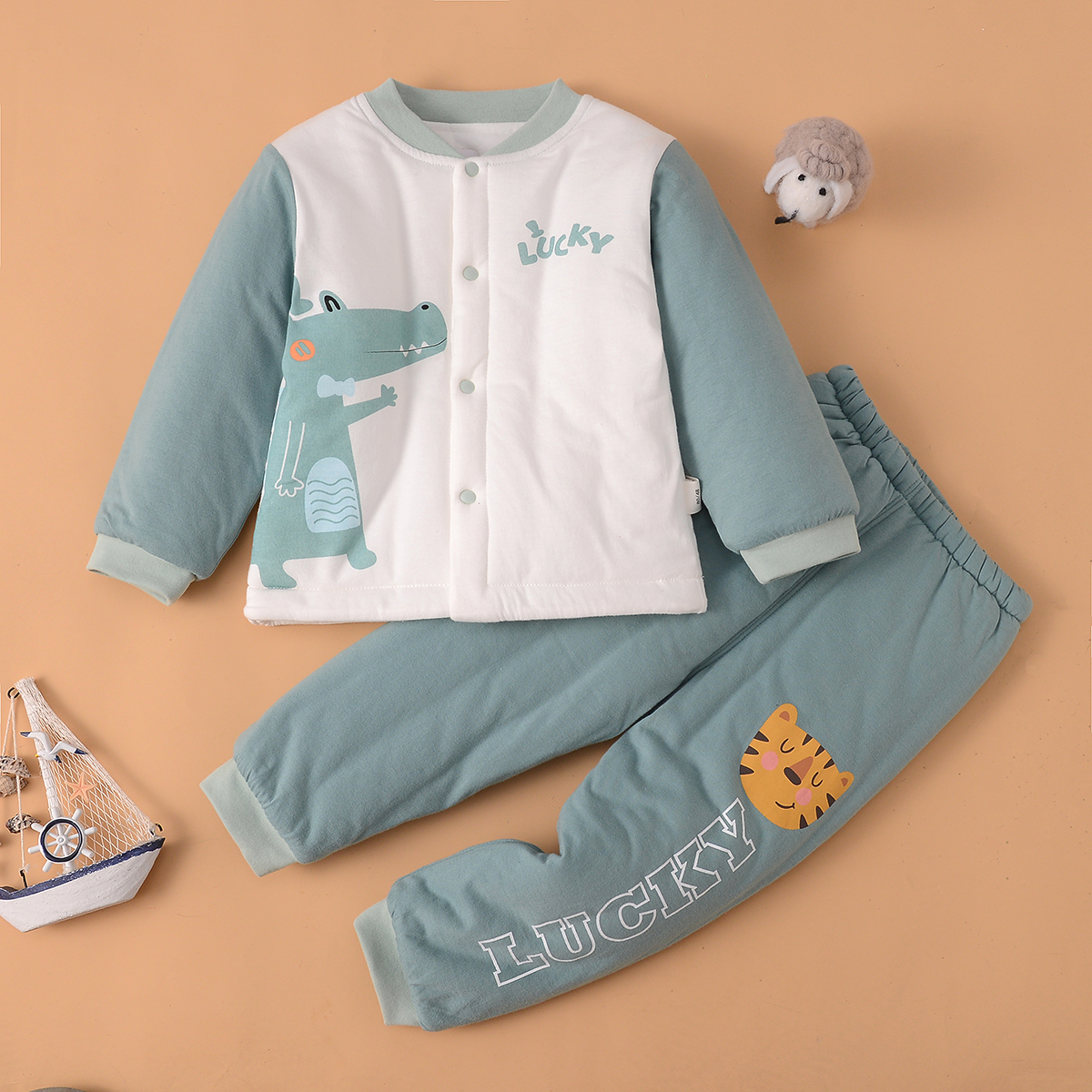 冬季宝宝保暖夹棉棉袄棉裤