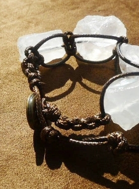 貔貅阁珠宝【生如夏花】天然白晶原石手作蜡绳编织手链