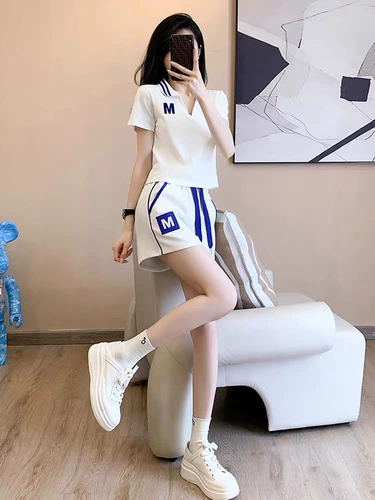 Хлопковый спортивный костюм, модные шорты, комплект, подходит для подростков, короткий рукав