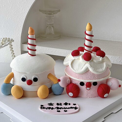 ins风小红书同款烘焙蛋糕装饰摆件软陶生日蜡烛jellycat小脚插件