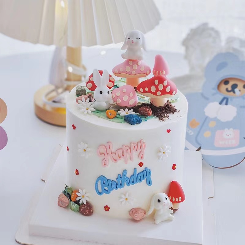 萝卜小兔子粉色红色小蘑菇