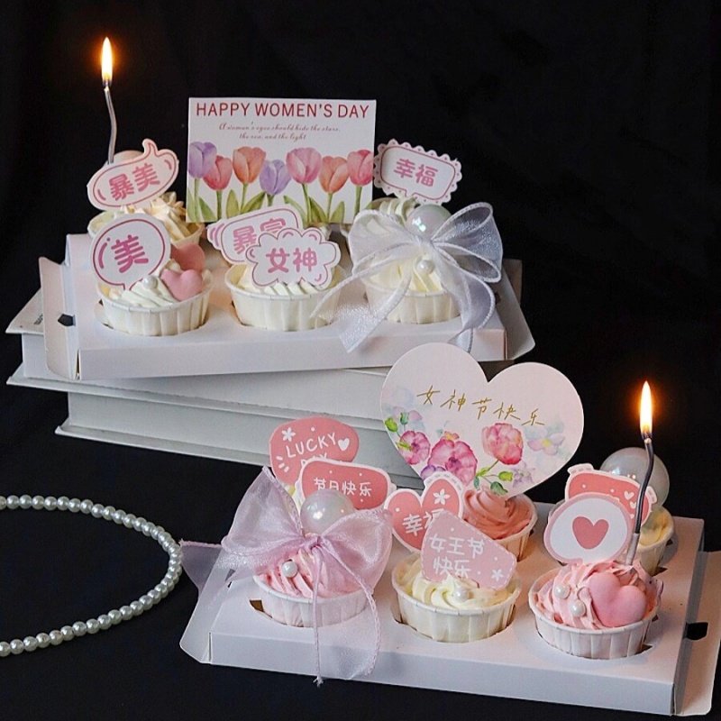 网红38女神节纸杯蛋糕装饰妇女节日快乐爱心卡片甜品烘焙插件插牌,节庆用品/礼品,节日装扮用品,淘宝优惠券,粉丝福利购,淘宝优惠卷