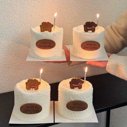 网红圣诞节唯美简约蛋糕装饰腊肠狗造型饼干圣诞快乐字母饼干装扮