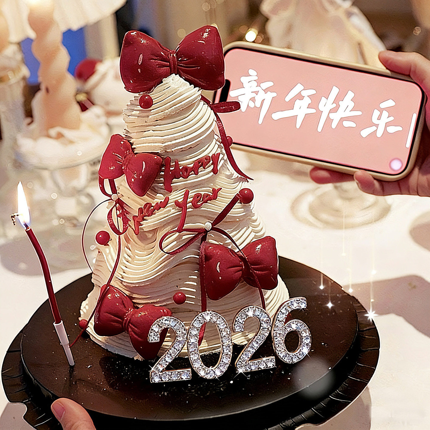 网红新年跨年春节烘焙蛋糕装饰摆件2026水钻数字皮质蝴蝶结插件,节庆用品/礼品,节日装扮用品,淘宝优惠券,粉丝福利购,淘宝优惠卷