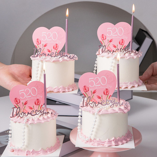 情人节爱心郁金香卡片蛋糕装饰