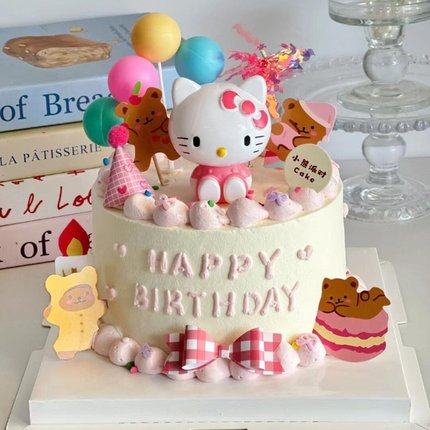 网红可爱KT猫蛋糕装饰摆件HelloKitty女孩公主生日装扮烘焙插件