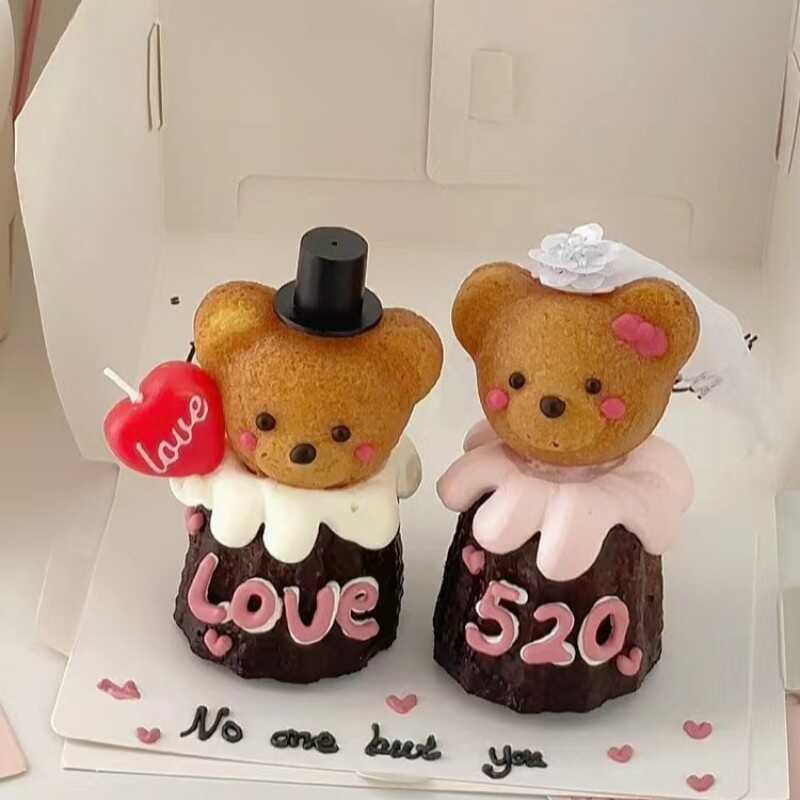 20情人节可爱玛德琳小熊头蛋糕