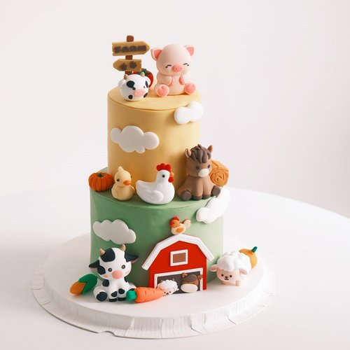 农场系列蛋糕装饰卡通软胶小猪小羊小马儿童生日派对烘焙装扮摆件