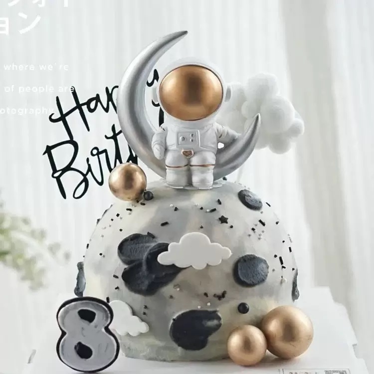 太空人摆件星球月亮宇宙生日蛋糕