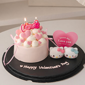 2.14情人节KT猫蛋糕装 饰摆件情侣表白纪念日love爱心蜡烛装 扮插件