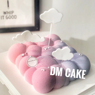 烘焙生日蛋糕装饰白色立体云朵插牌派对装扮甜品台 白云插件6支装