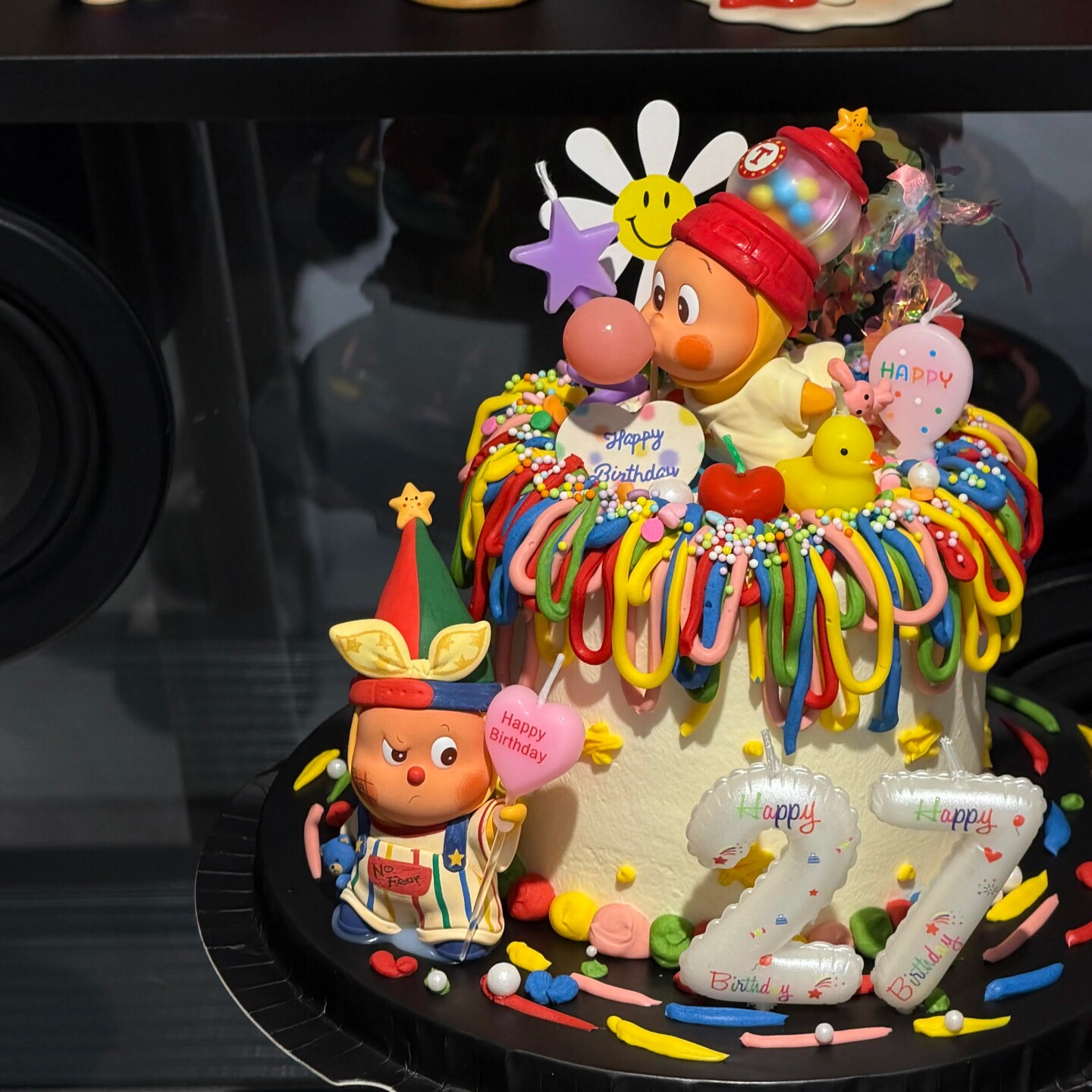 网红卡通吹蜡烛苹果人蛋糕装饰摆件吹泡泡人儿童生日插牌烘焙插件