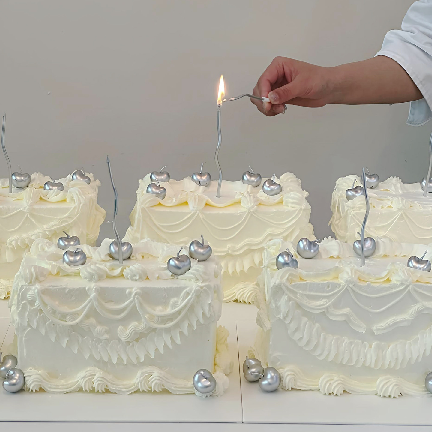 网红简约韩系金色银色樱桃蜡烛蛋糕装饰插件生日派对烘焙甜品装扮