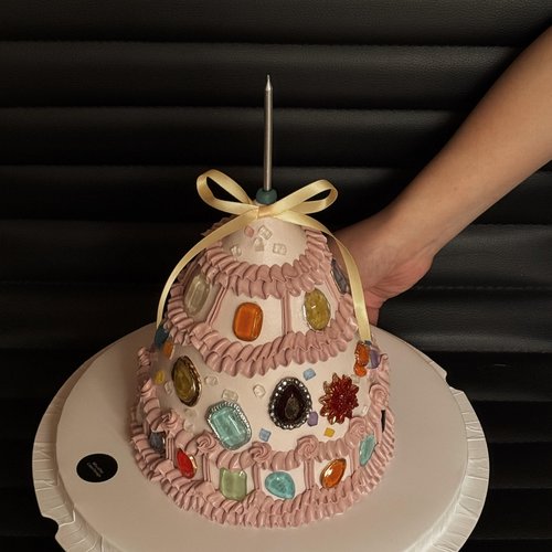 网红钻石硅胶模具蛋糕装饰彩色砂糖钻石糖蜡烛丝带甜品台烘焙装扮