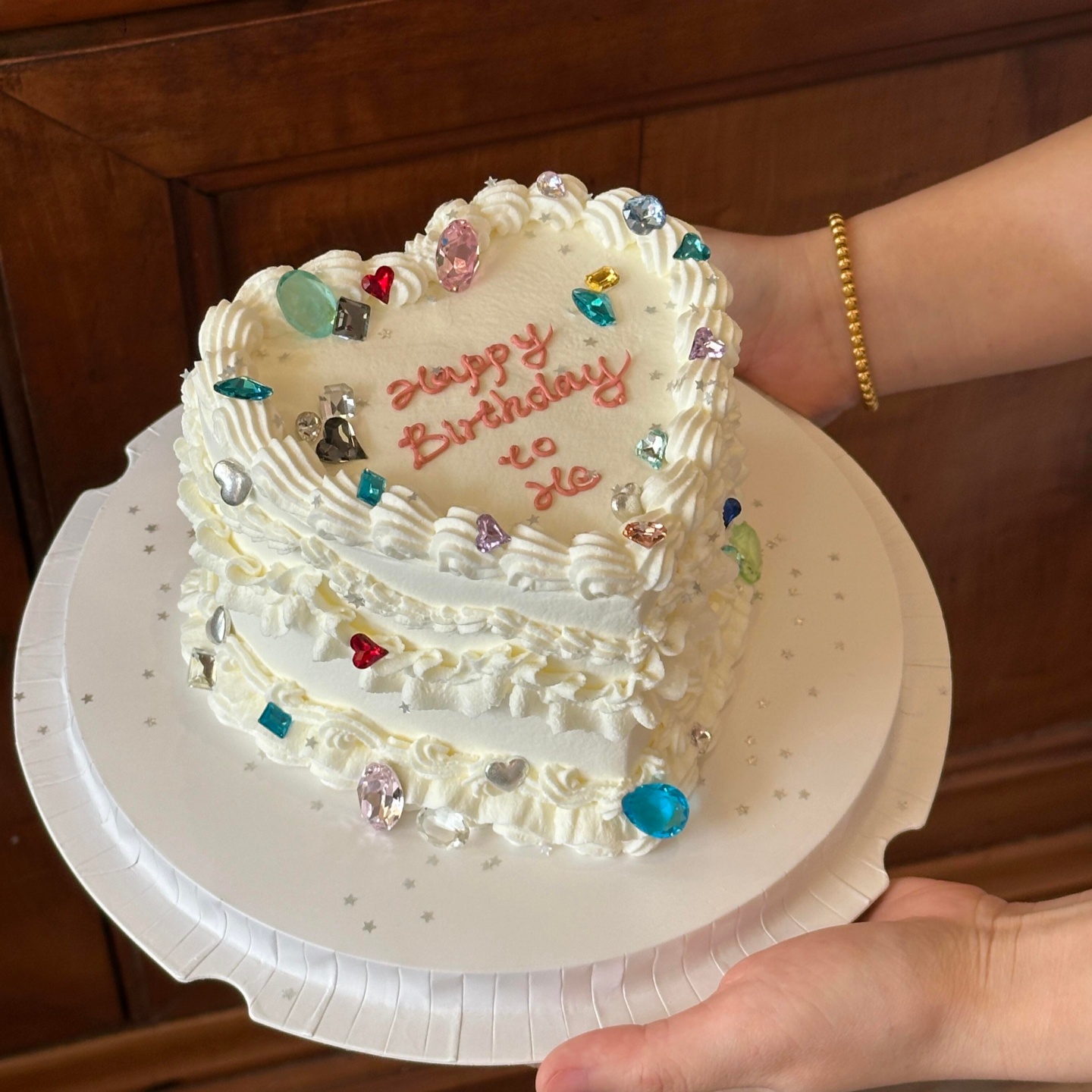 网红唯美ins钻石蛋糕装饰彩色水晶宝石女神女孩生日派对甜品装扮