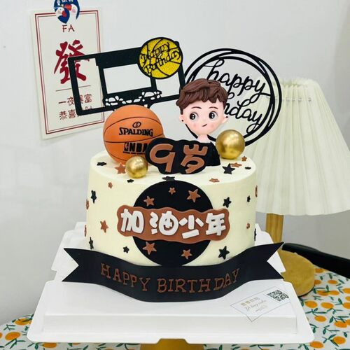 加油少年篮球男孩蛋糕装饰摆件