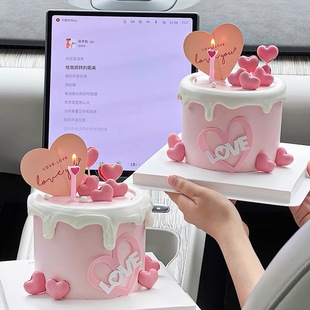 2025七夕情人节蛋糕装 扮 饰love you心形插牌爱心卡片情侣告白装