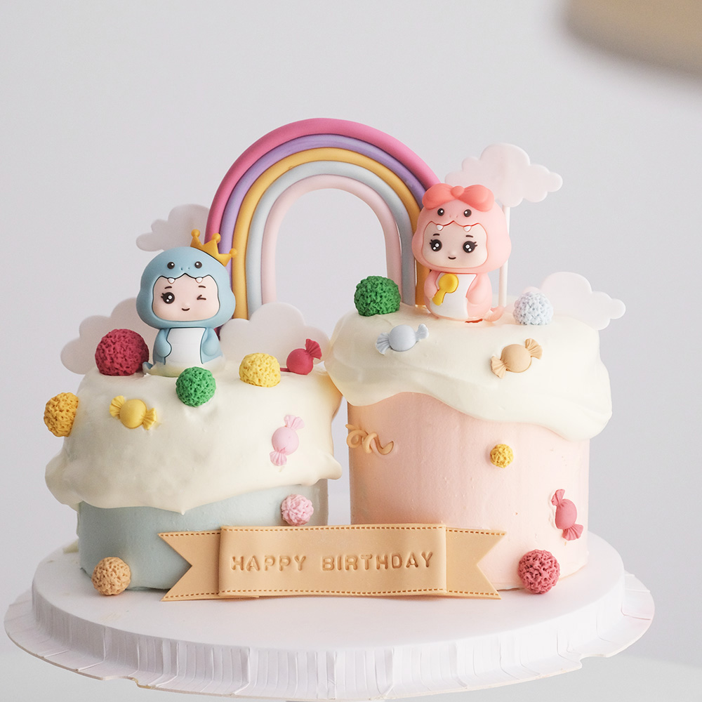 蛋糕装饰可爱男孩女孩蛇宝宝摆件