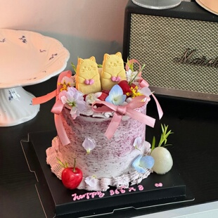 2.14情人节熊兔饼干蛋糕装饰插件蝴蝶结丝带情侣表白节日烘焙装扮