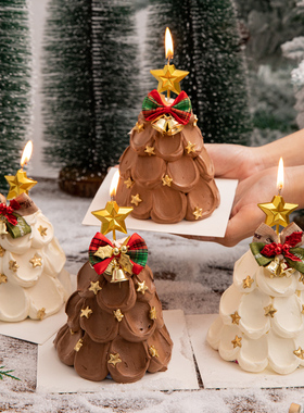 2026圣诞节蛋糕装饰圣诞蝴蝶结铃铛插件圣诞树五角星蜡烛甜品装扮